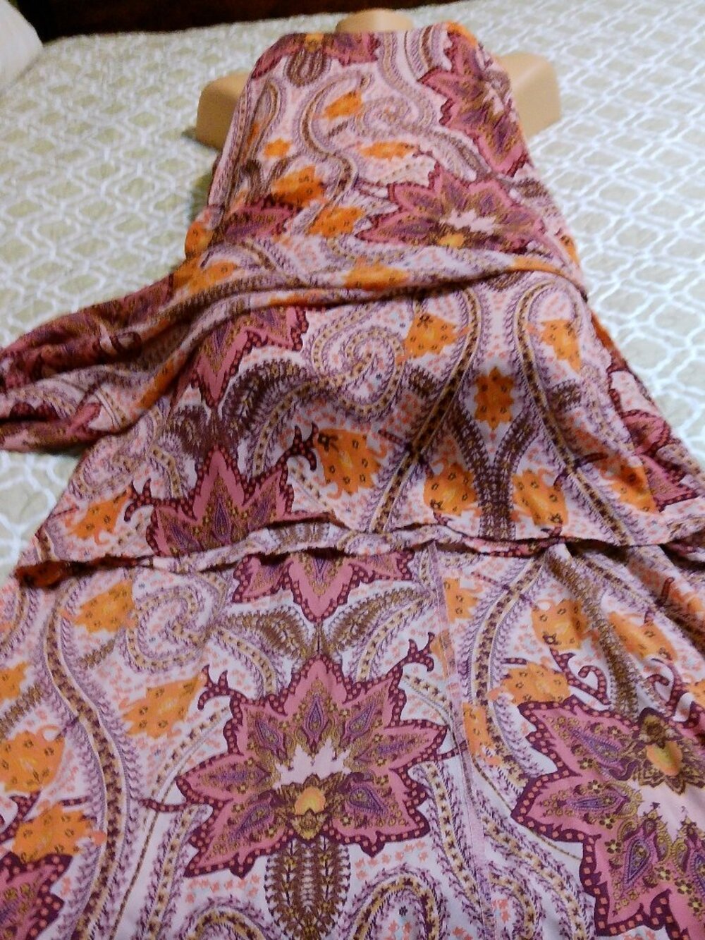 GB Paisley Sheer Side Slits Sheer Lined Boho NWT Long Flowy Maxi Dress SIZE SM - Picture 2 of 7